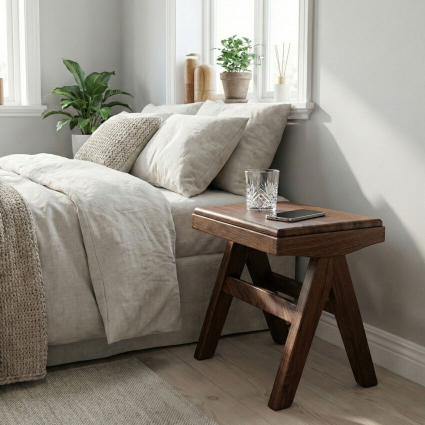 Livora One MOKU P836 北米産FAS級ホワイトアッシュ　無垢材　ダイニングチェア　スツールチェア　ドレッサー　玄関　ナチュラル　ウォールナットブラウン　サイドテーブル　ベッド　寝室　ドレッサーの椅子