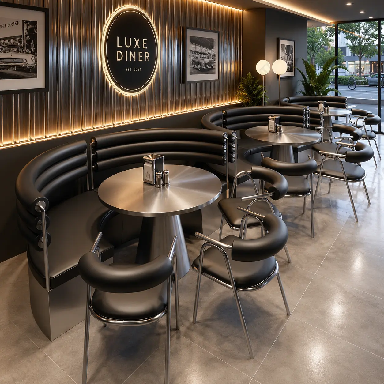 Livora One ZELT　インダストリアルデザイン　　チェア　テーブル　スチールフレーム　店舗向け　カフェ